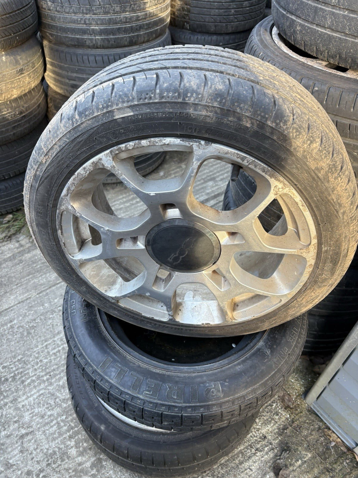 X1 16” FIAT 500 SPORT ALLOY WHEEL AND TYRE Silver Rim 40