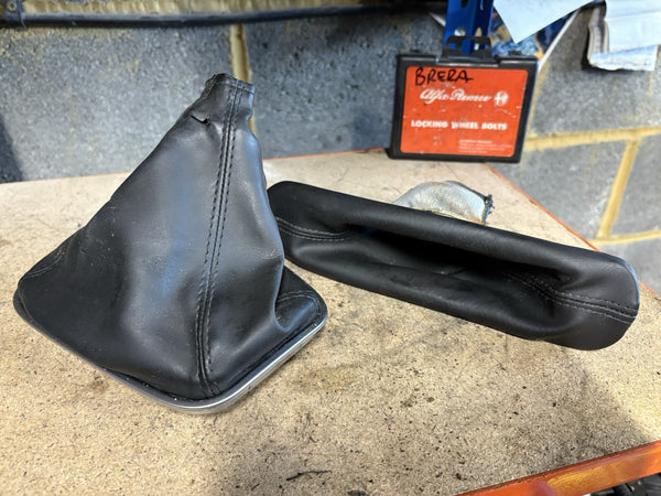 Gear Handbrake Gaiter For Alfa Romeo Giulietta 2010-2018 Leather Grey Stitch0