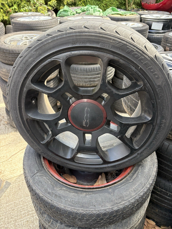 X1 16” FIAT 500 SPORT ALLOY WHEEL AND TYRE Rim 3 Black Lounge0