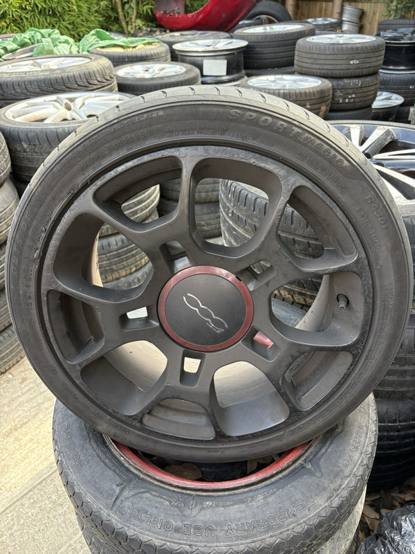 X1 16” FIAT 500 SPORT ALLOY WHEEL AND TYRE Rim 1 Black Lounge0