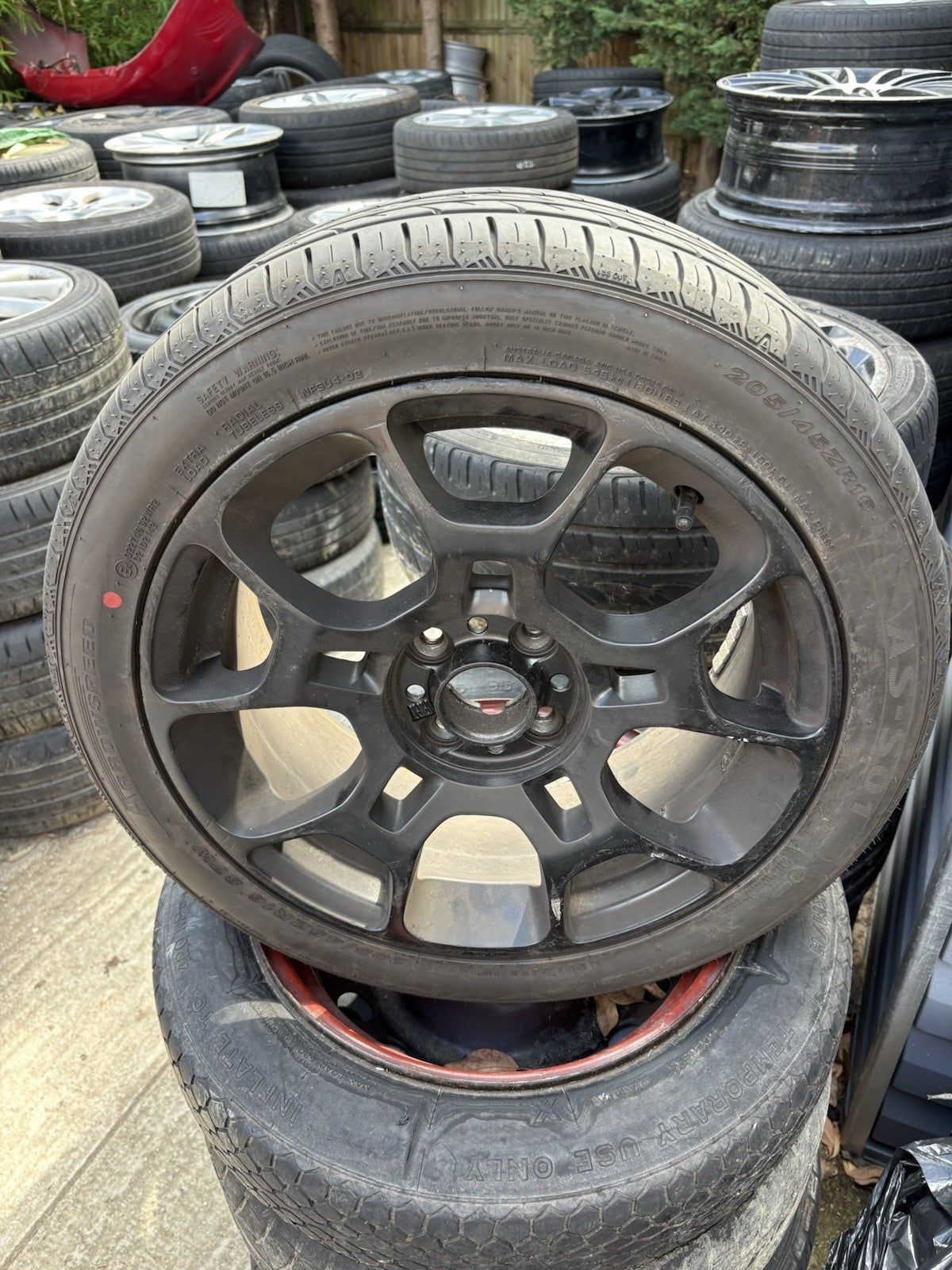 X1 16” FIAT 500 SPORT ALLOY WHEEL AND TYRE Rim 2 Black Lounge0