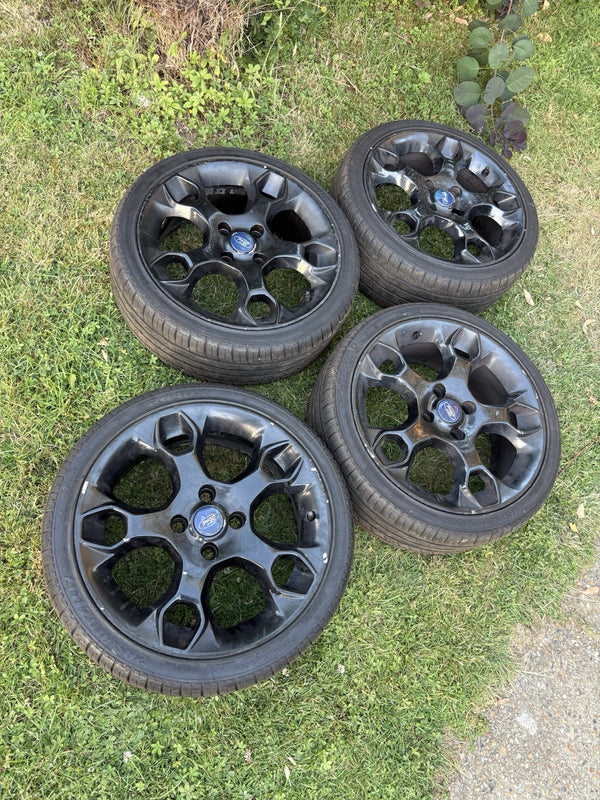 17” 4x108 Ford Fiesta Snowflake Alloy Wheels Black Alloys With Tyres 0