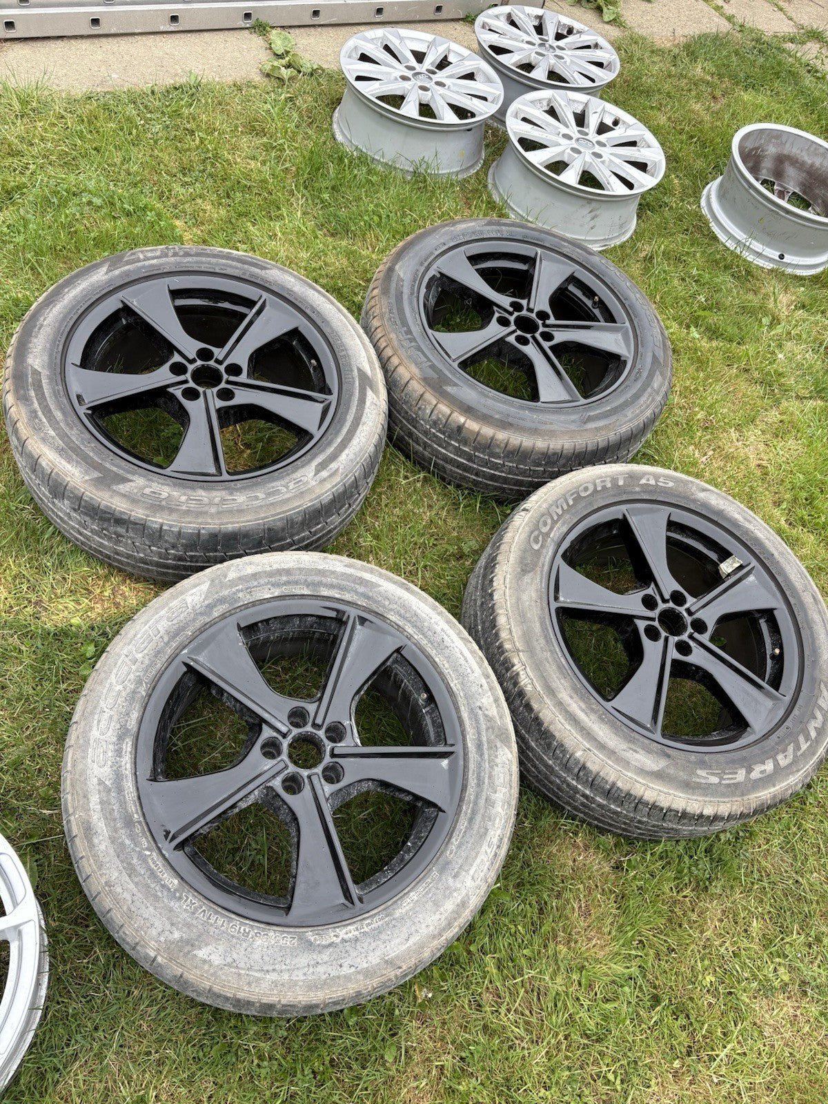 19” Audi Q7 Alloy Wheels Refurbished Black Rims With Tyres 4mo601025l 0