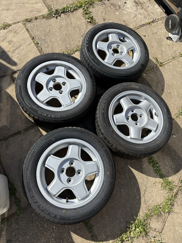 14” 4x98 Alfa Romeo 33 155 Sud Sprint Revolution Alloy Wheels Alloys With Tyres0