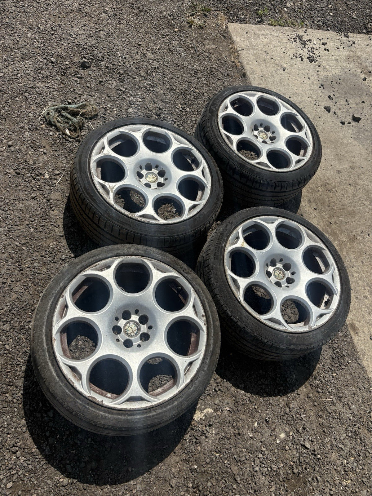 18” 5x98 Alfa Romeo 156 147 GT Blackline Alloy Wheels Alloys With  Tyres Silver0