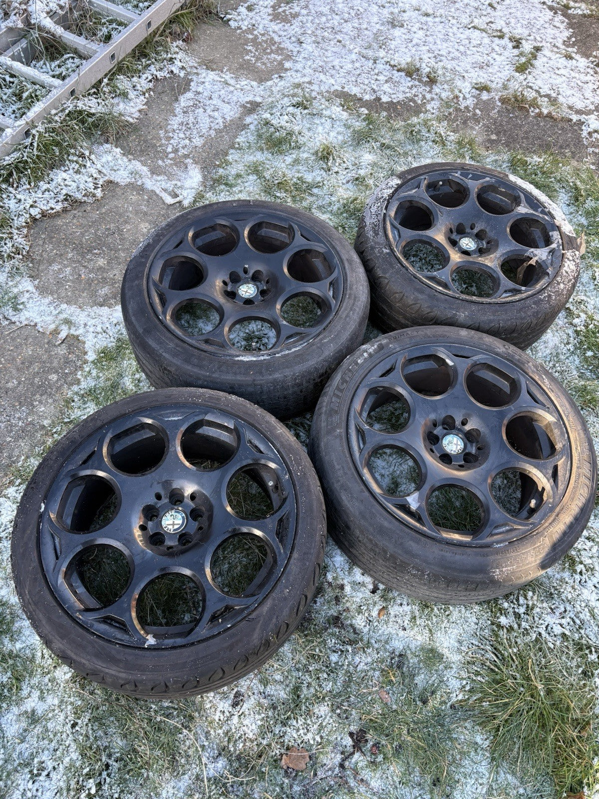18” 5x98 Alfa Romeo 156 147 GT Blackline Alloy Wheels Alloys With  Tyres Black0